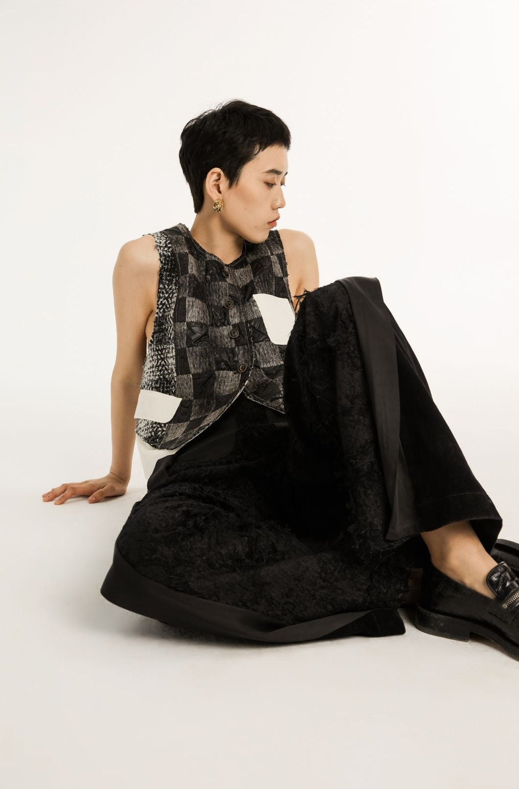 Jamproof Black Three-piece Wide-leg Trousers