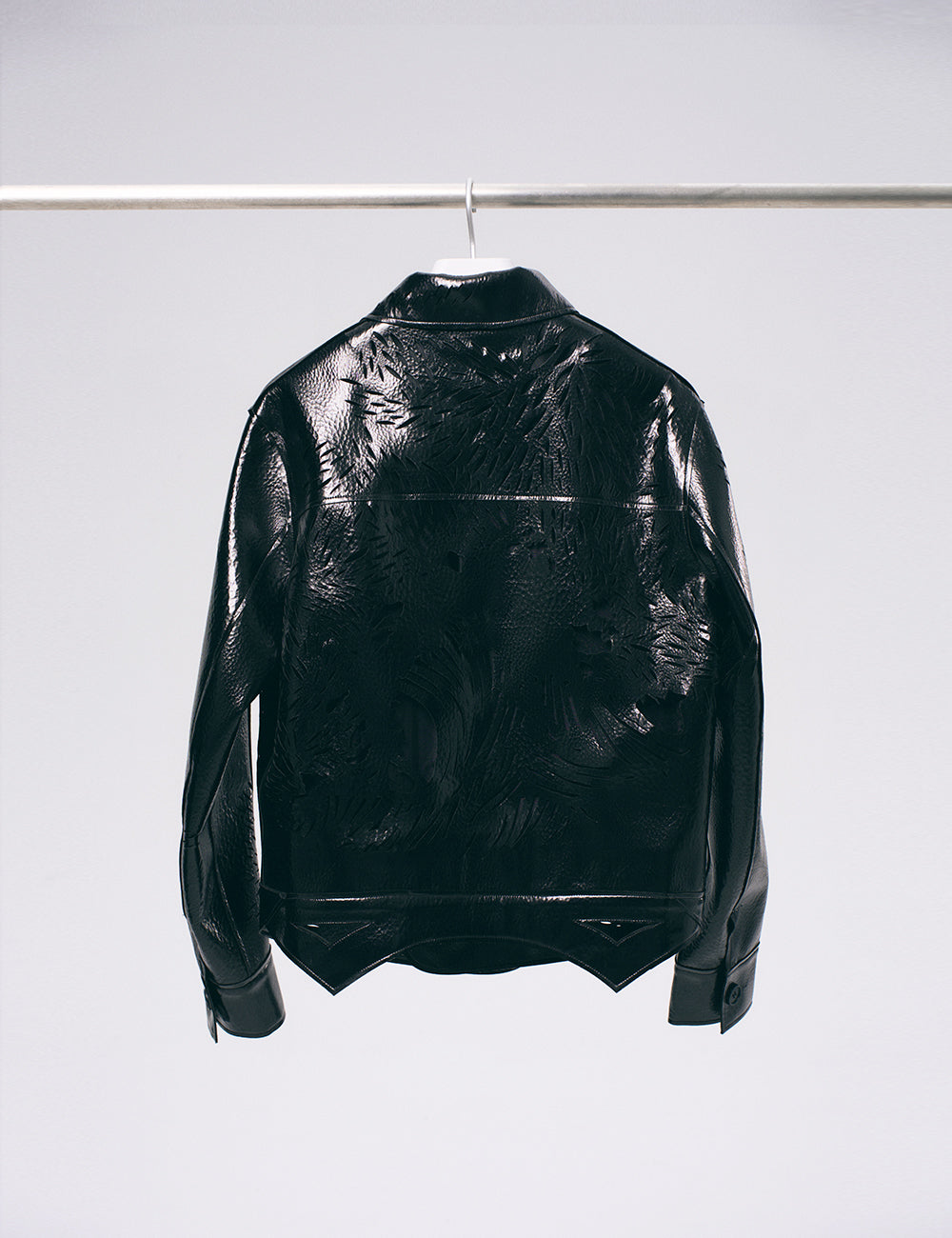 Xu Zhang Black Laser Cut Leather Jacket