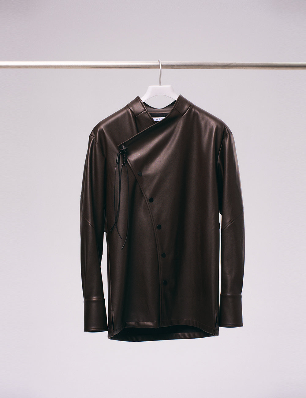 Xu Zhang Brown Vegan Leather Shirt