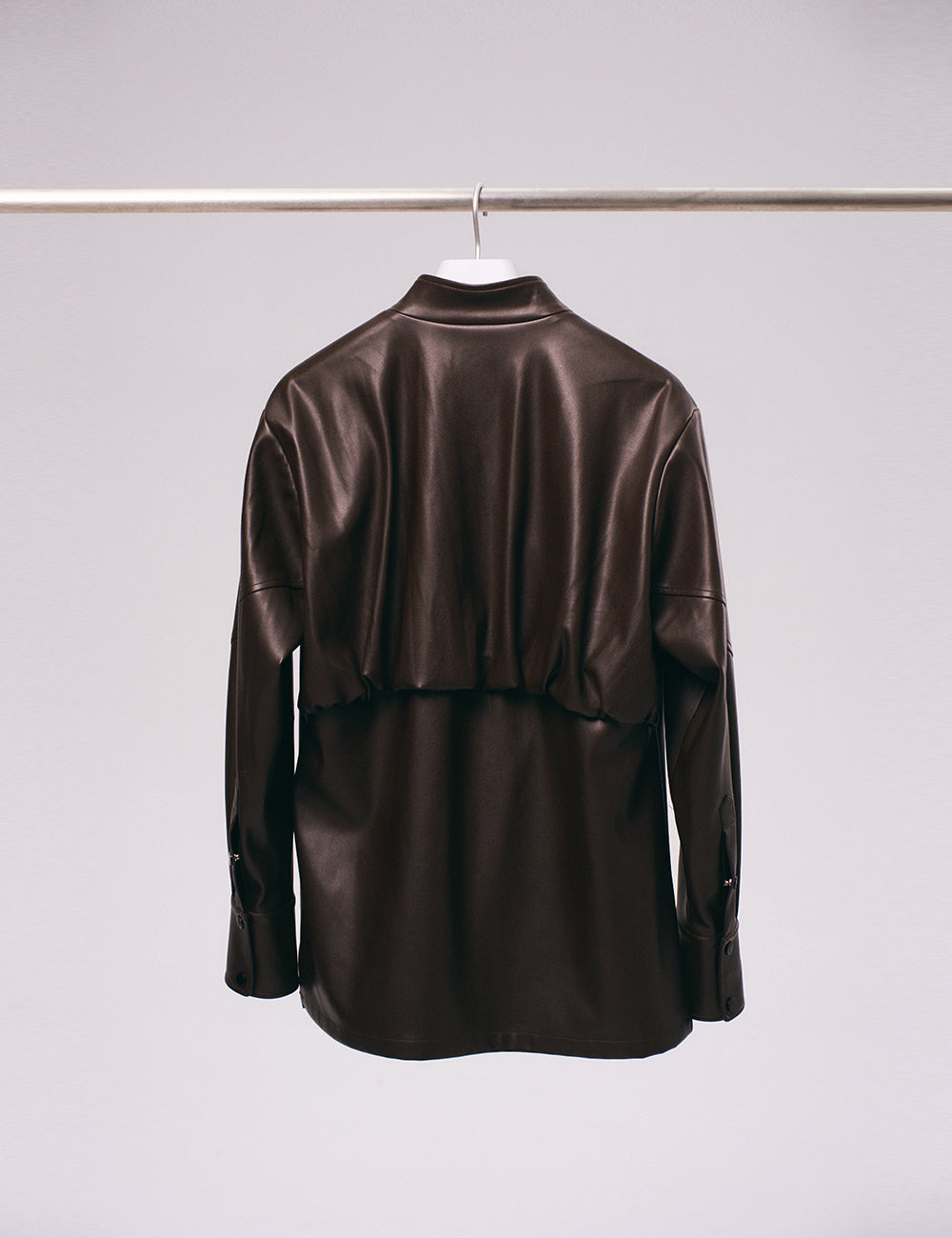 Xu Zhang Brown Vegan Leather Shirt