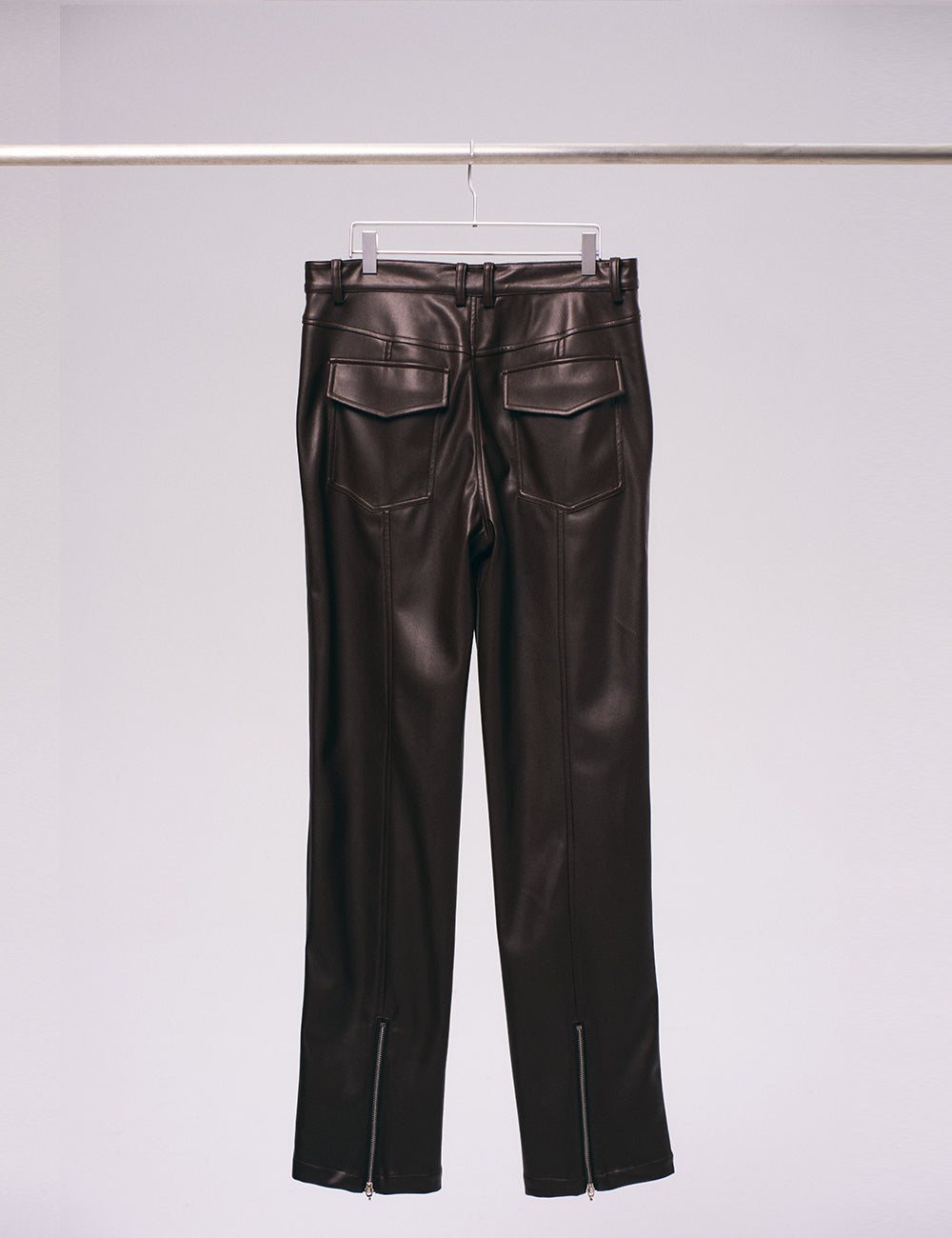 Xu Zhang Brown Vegan Leather Trousers