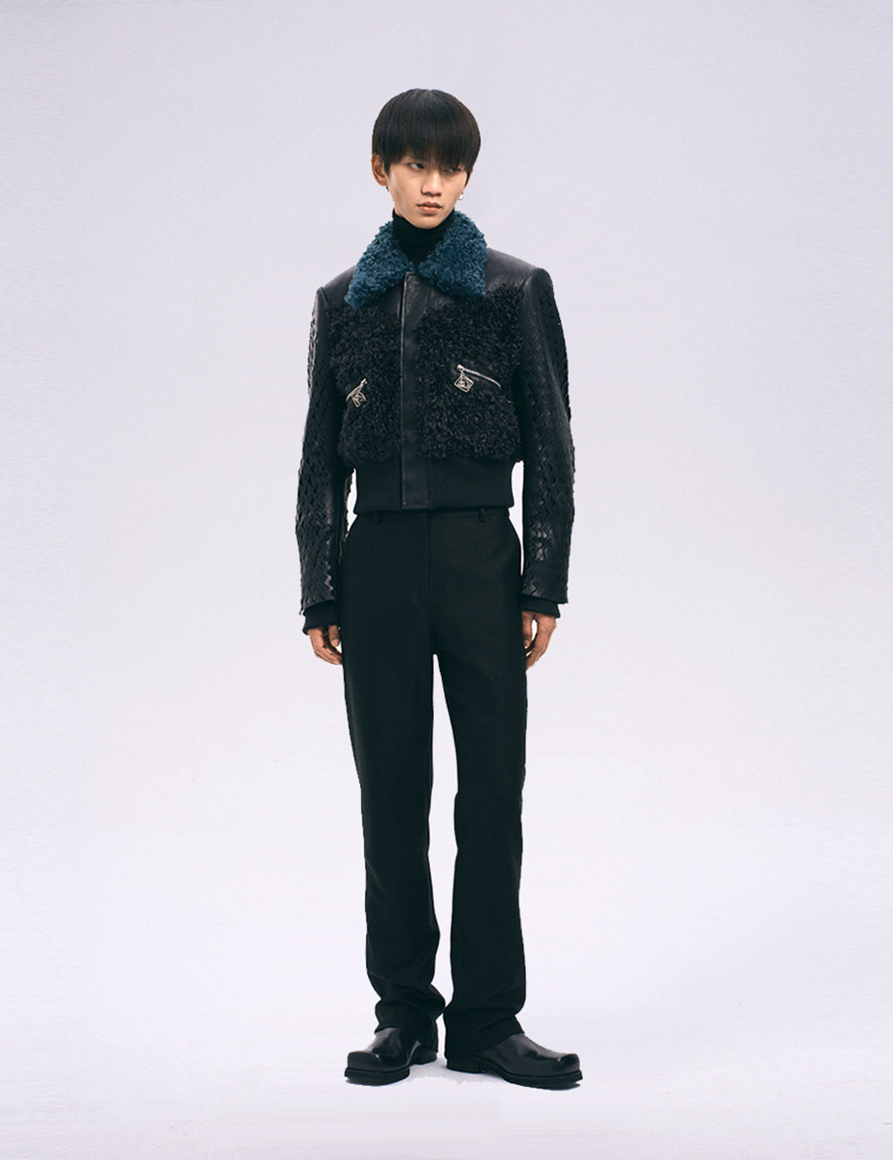 Xu Zhang Faux Shearling Laser Cut Jacket