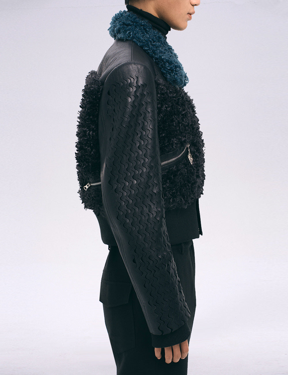 Xu Zhang Faux Shearling Laser Cut Jacket