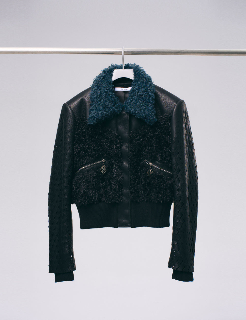 Xu Zhang Faux Shearling Laser Cut Jacket