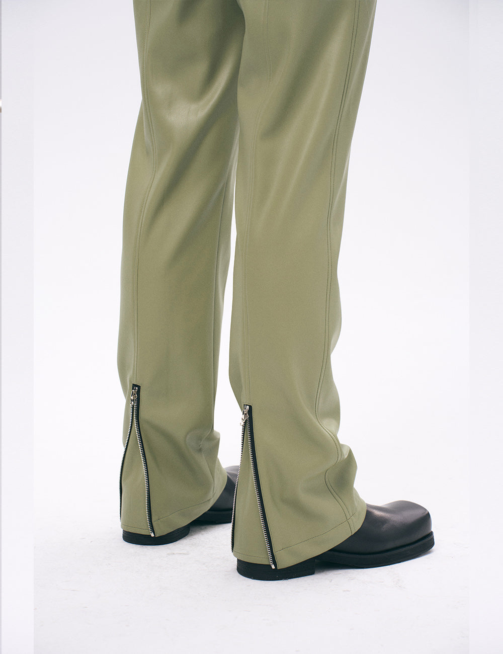 Xu Zhang Green Vegan Leather Trousers