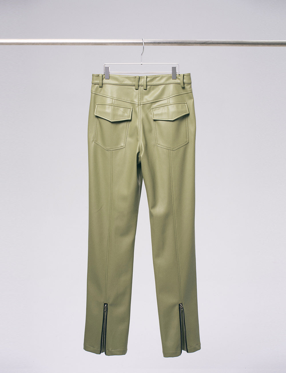 Xu Zhang Green Vegan Leather Trousers