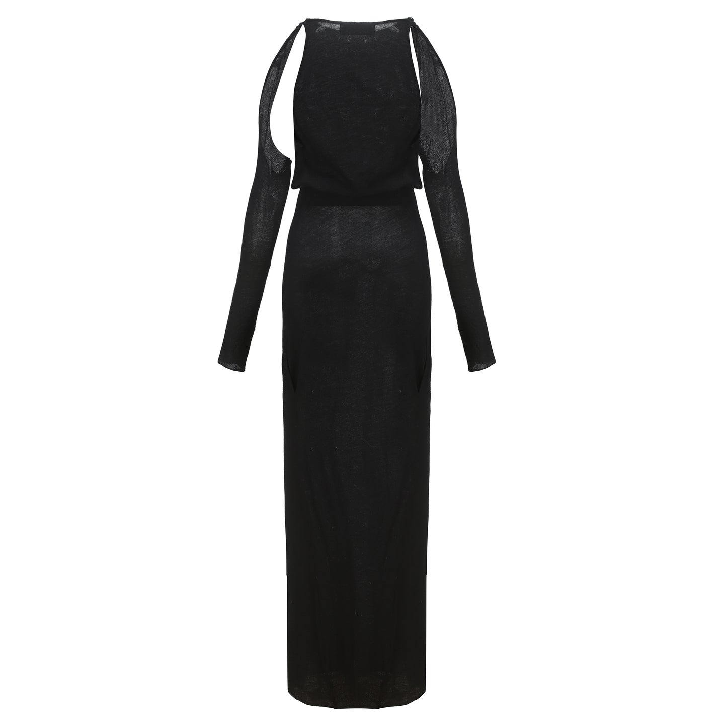 Ili Node Detachable Sleeve Off-Shoulder Wool Dress