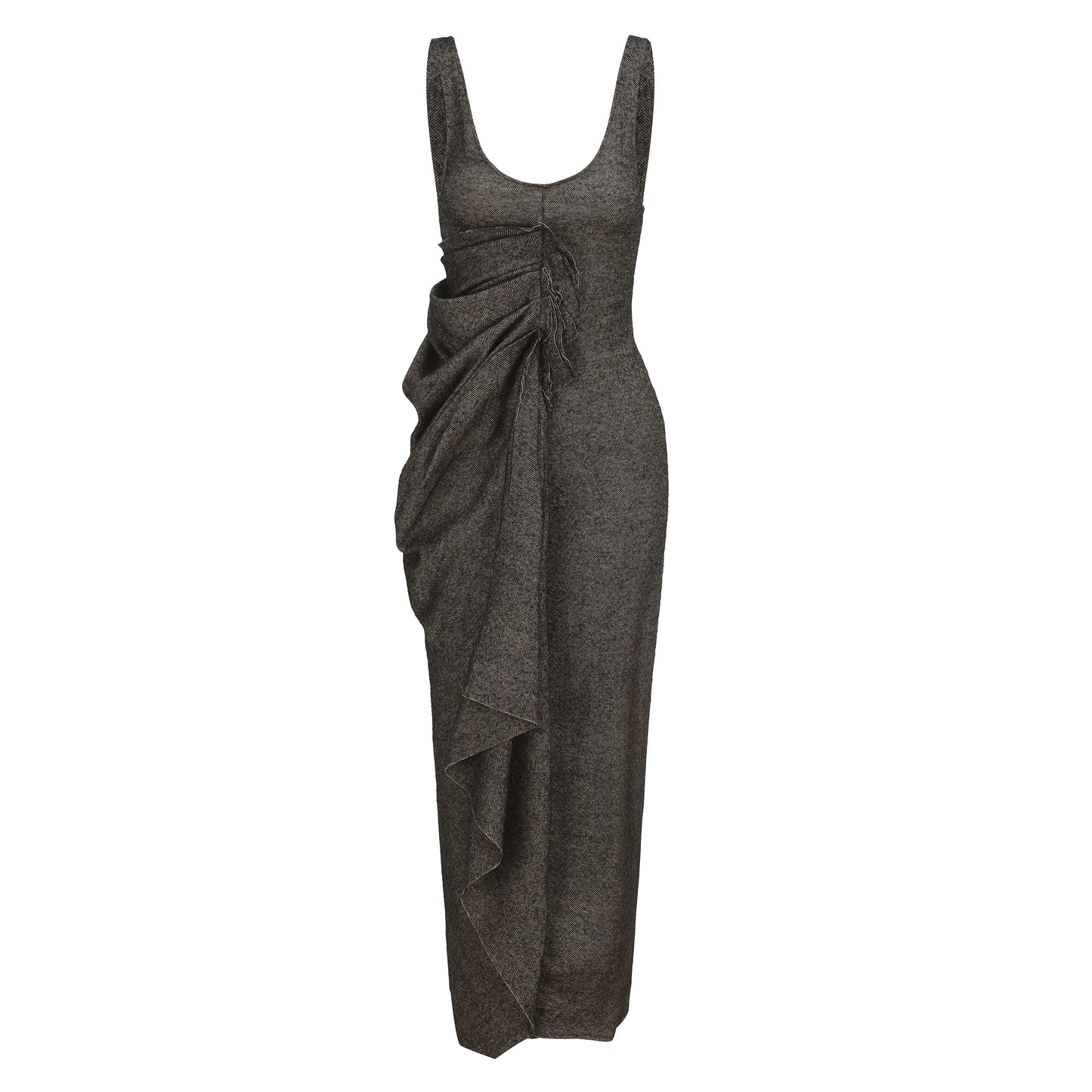 Ili Node Wool Asymmetric Cropped Dress