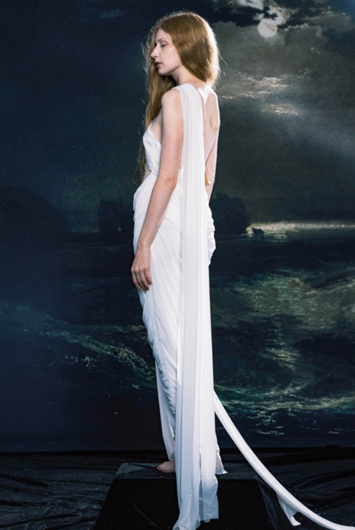 XQS White Draping Dress