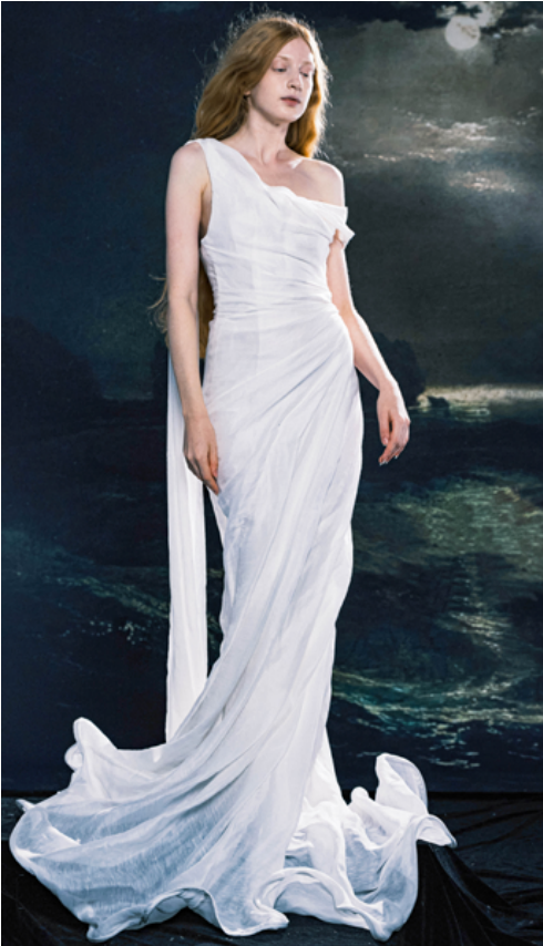 XQS White Wave Wedding Dress