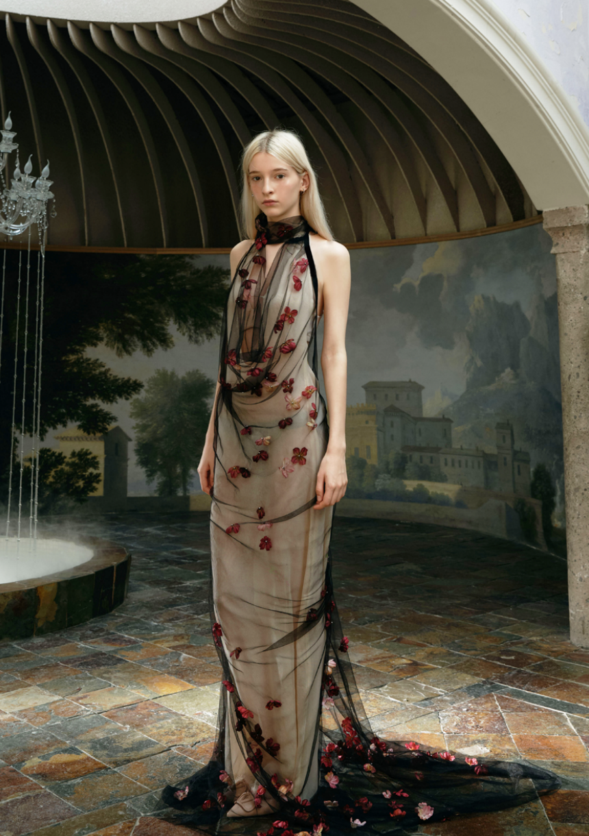 Xiangqiao Sheng SS24 Black Flower Dress