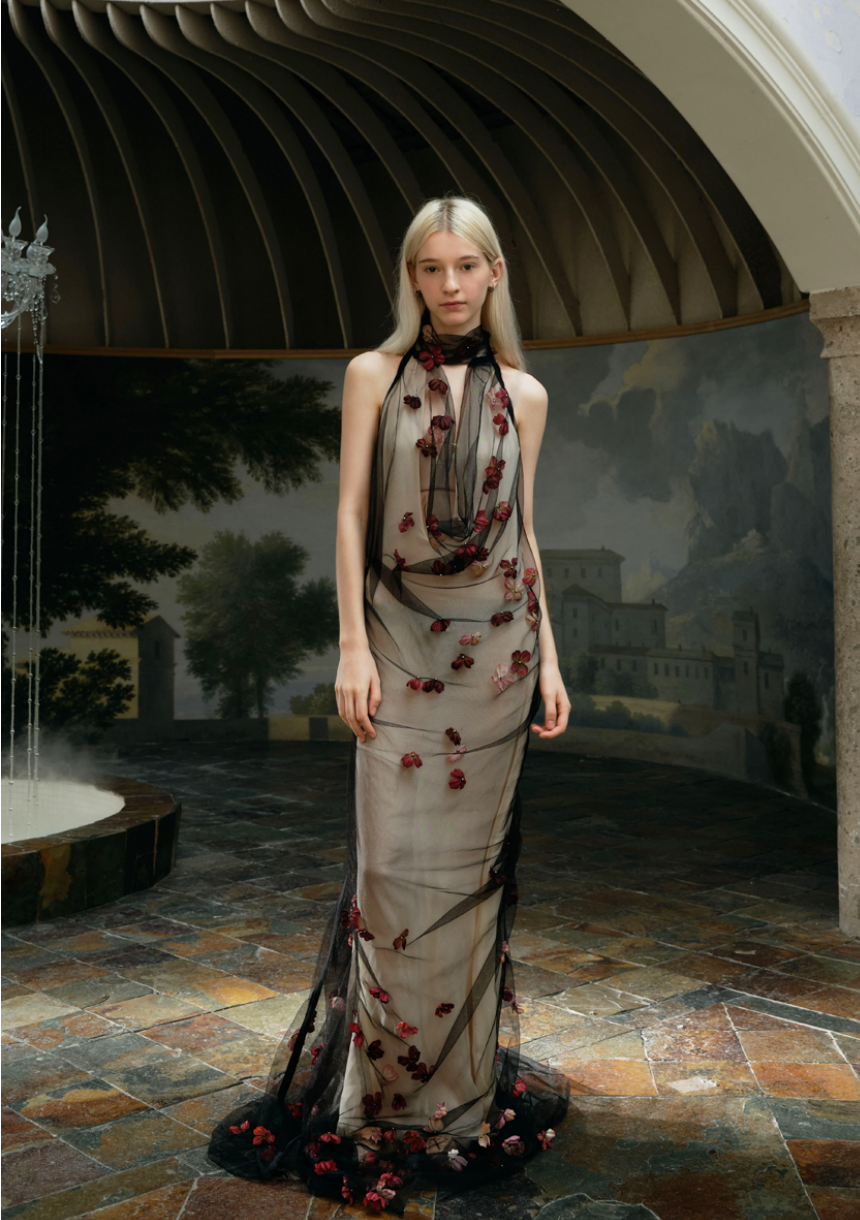 Xiangqiao Sheng SS24 Black Flower Dress