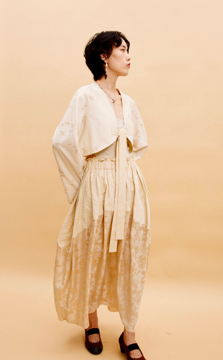 Jamproof Cream Jacquard Crop Jacket