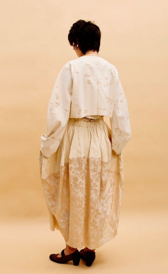 Jamproof Cream Jacquard Crop Jacket