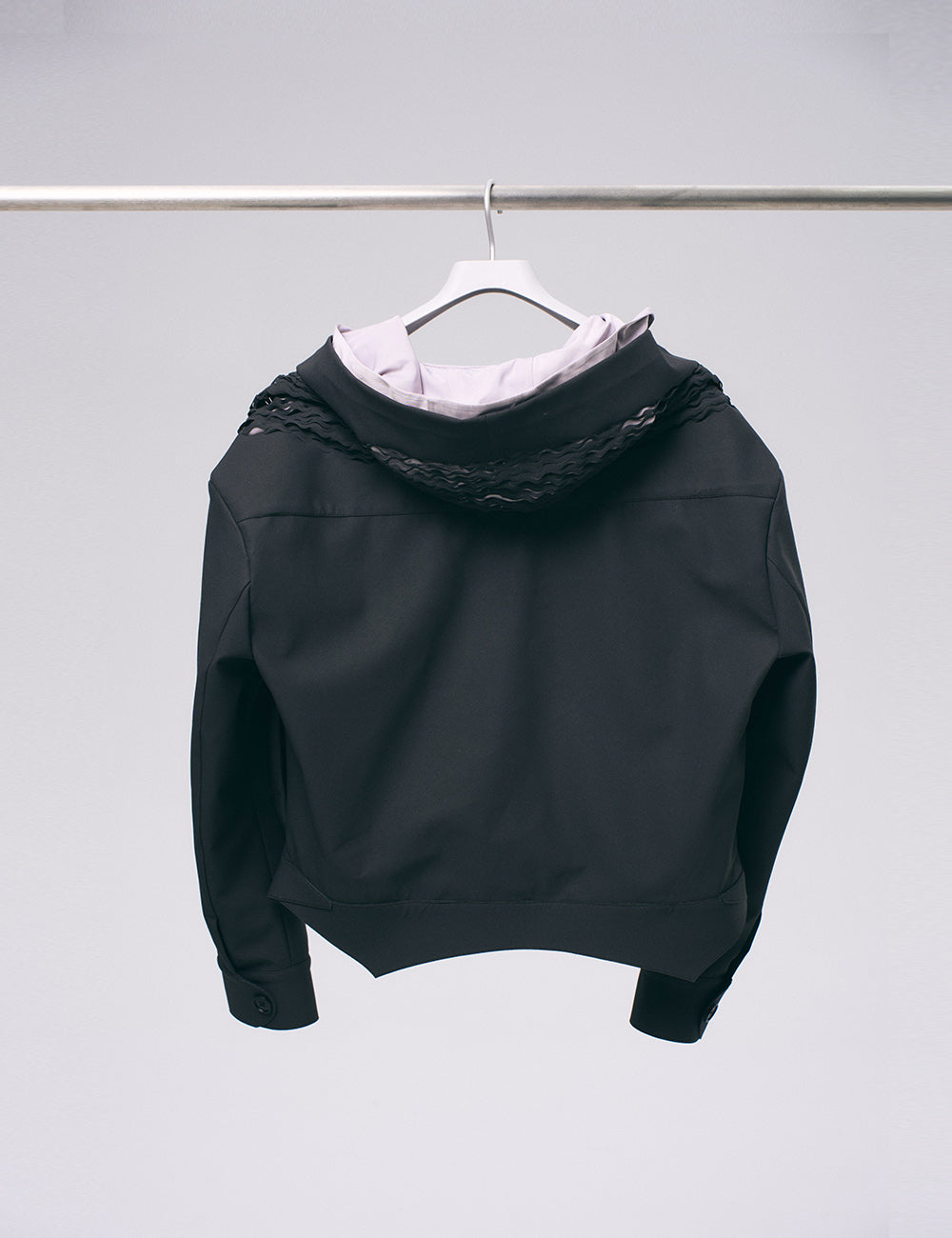 Xu Zhang Grey Laser Cut Hoodie Jacket