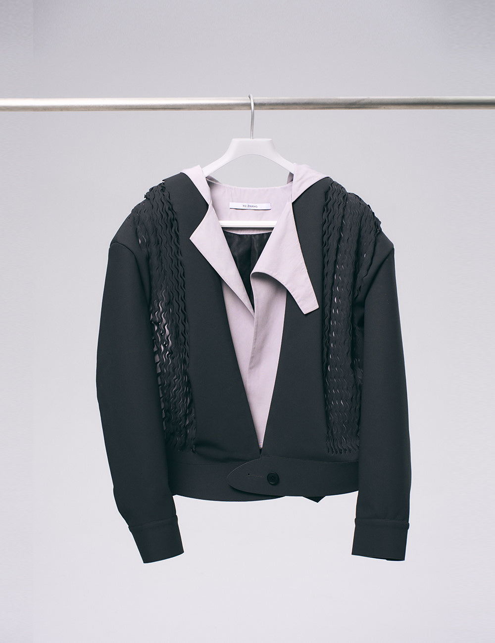 Xu Zhang Grey Laser Cut Hoodie Jacket