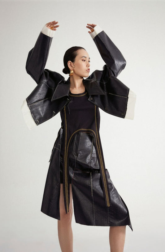 Jamproof Irregular Eco Leather Skirt