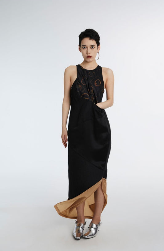 Jamproof Print Long Dress with Pocket