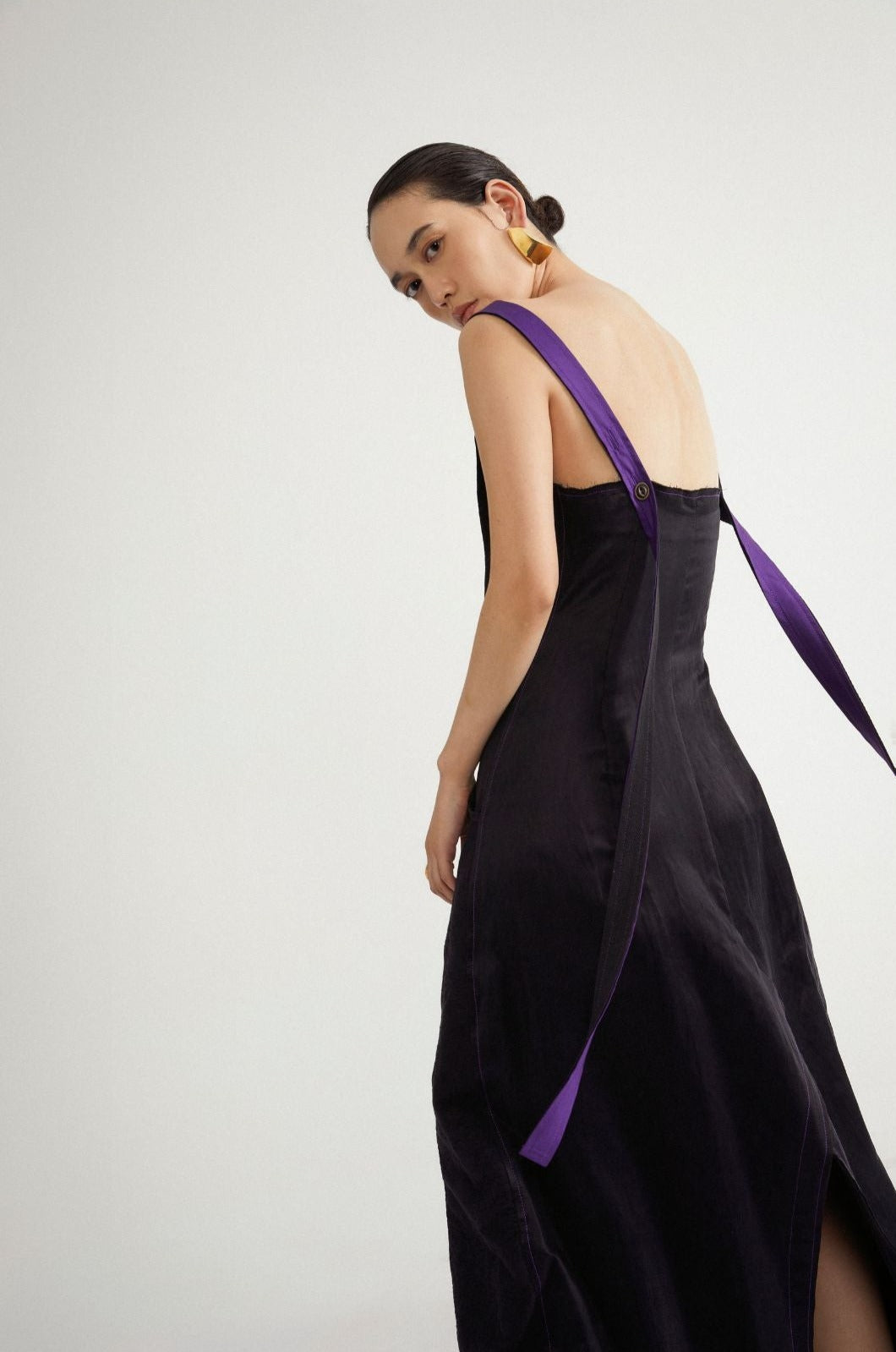 Jamproof Black Dress with Purple Strips