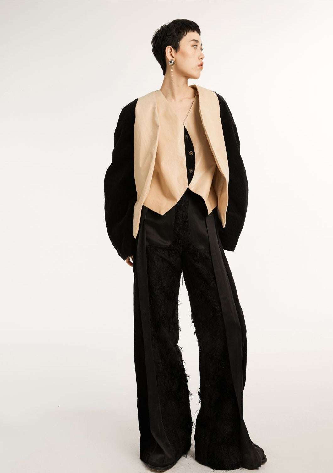 Jamproof Black Three-piece Wide-leg Trousers