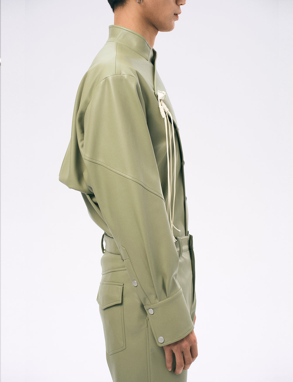 Xu Zhang Green Vegan Leather Shirt