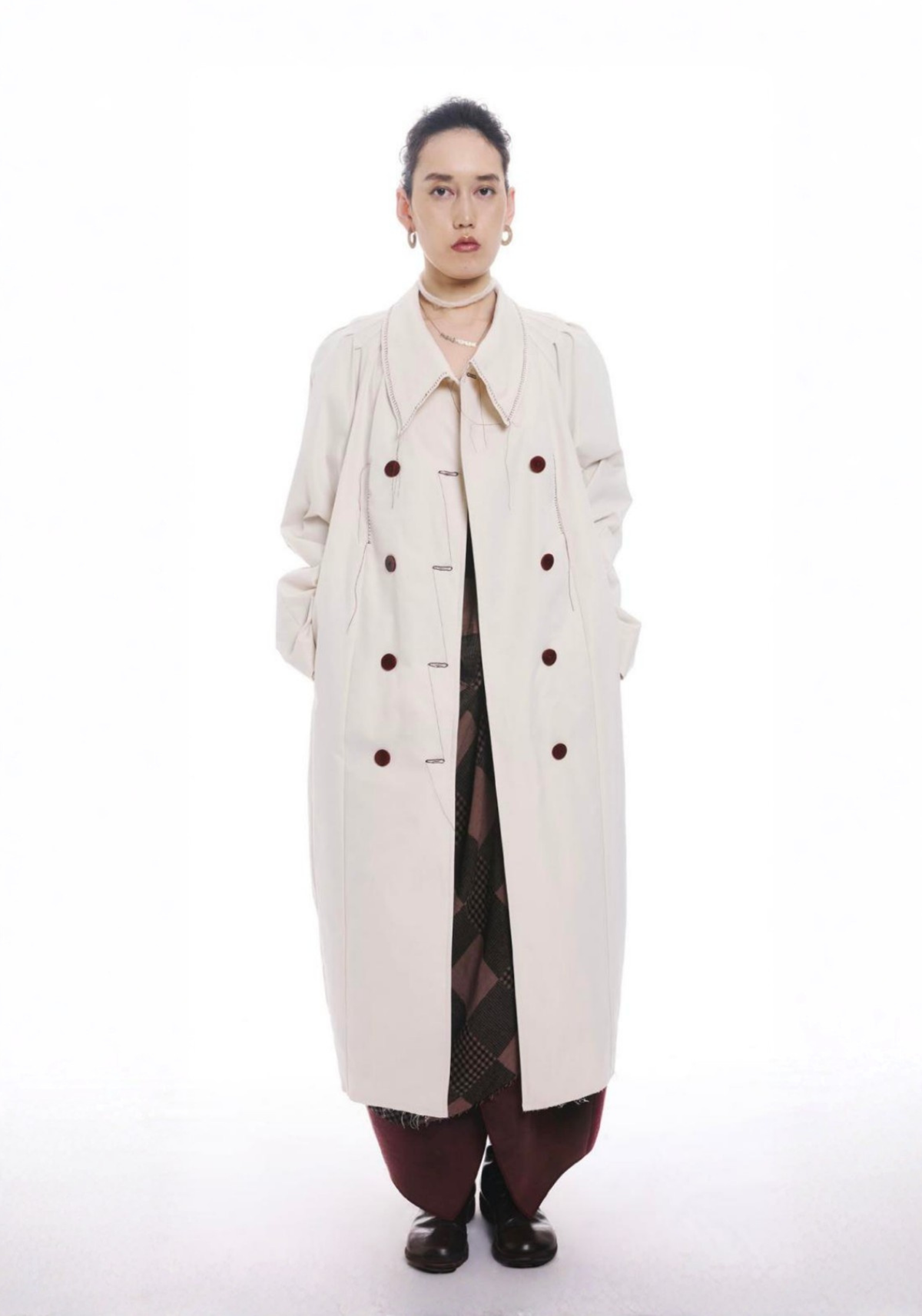 Jamproof White Stitch Trench Coat