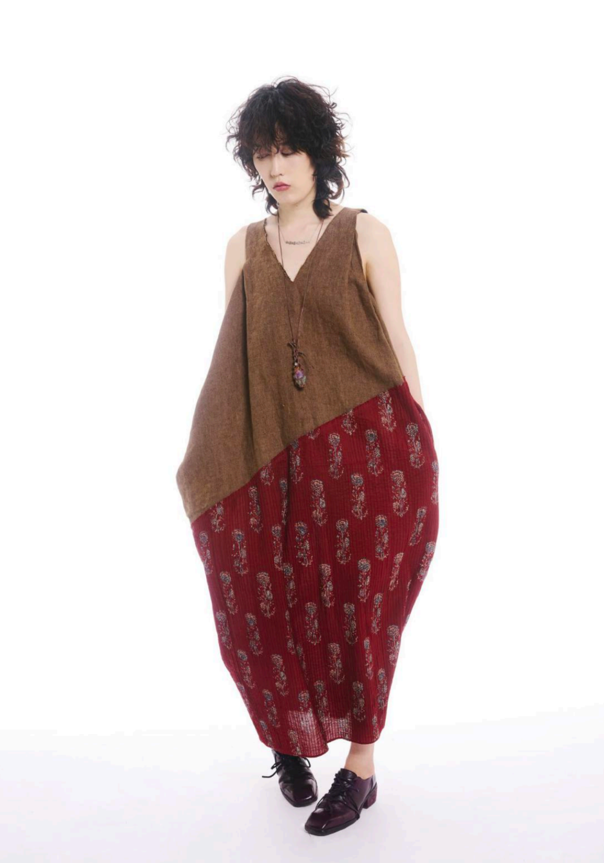 Jamproof Red & Brown Patchwork Dress