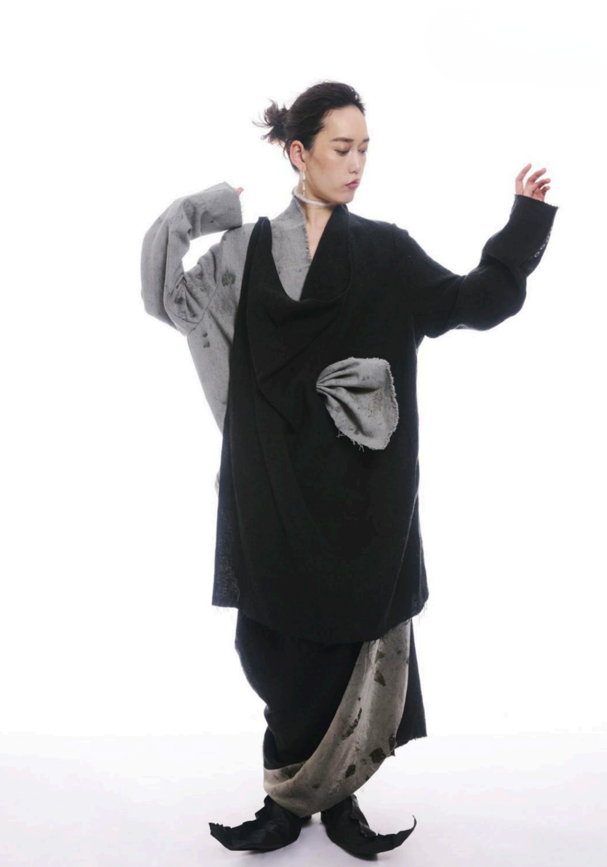 Jamproof Black & Grey Draped Skirt