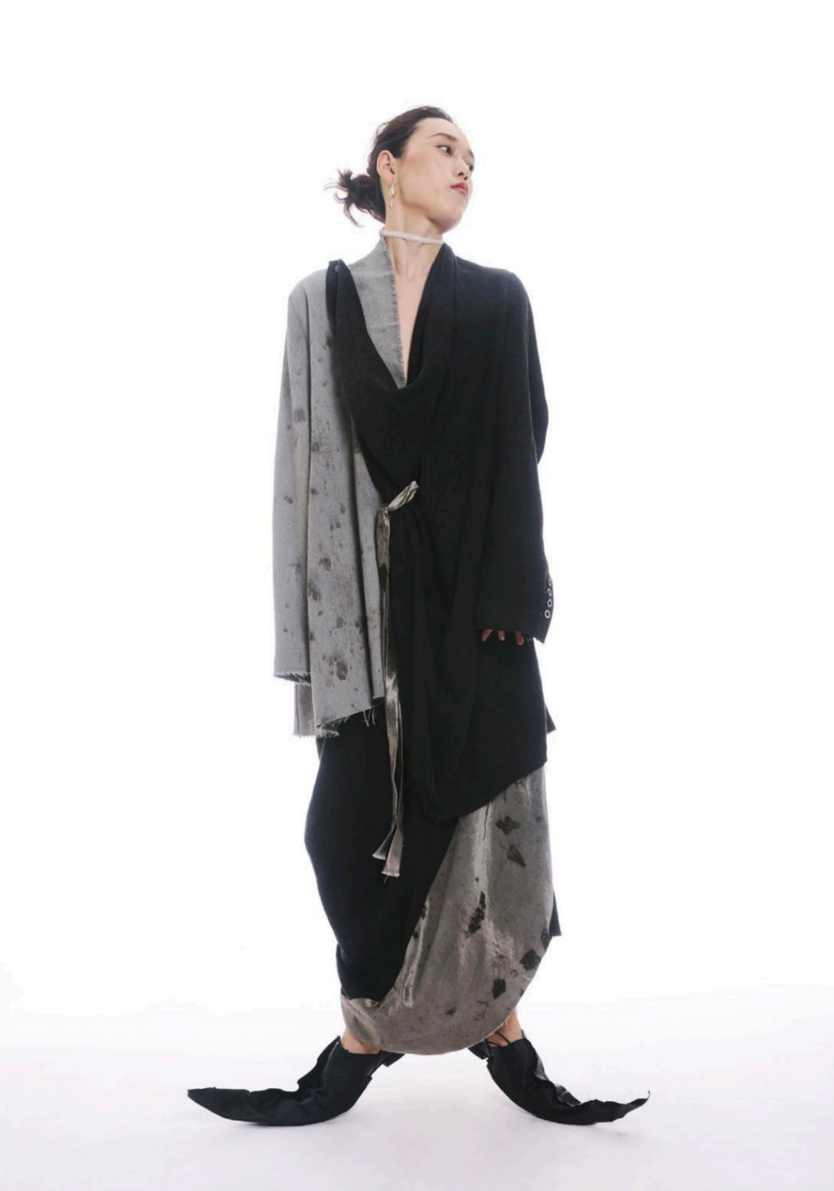 Jamproof Black & Grey Draped Skirt