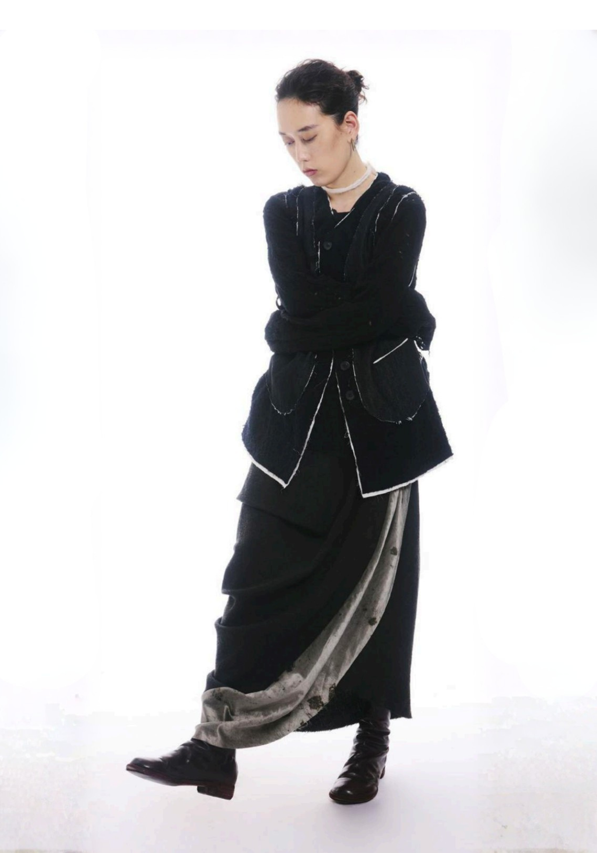 Jamproof Black & Grey Draped Skirt