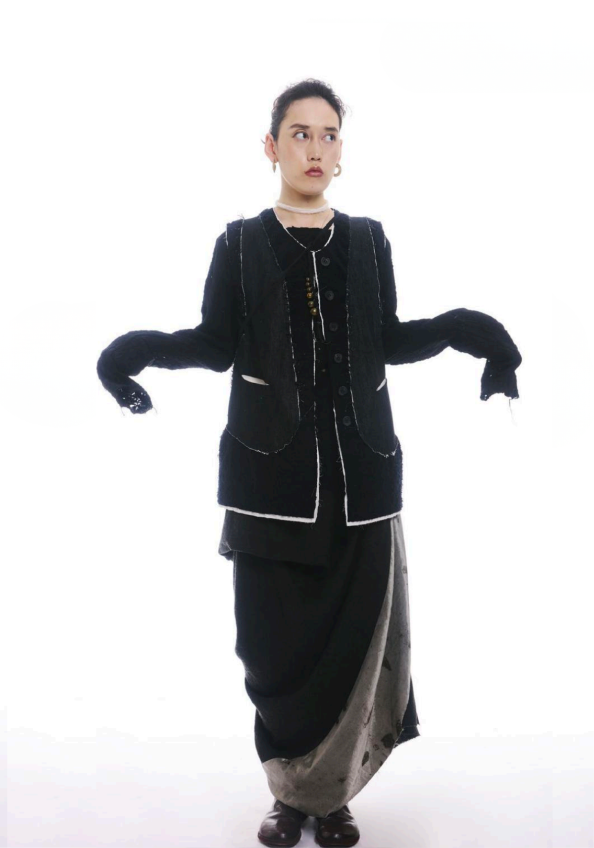 Jamproof Black & Grey Draped Skirt