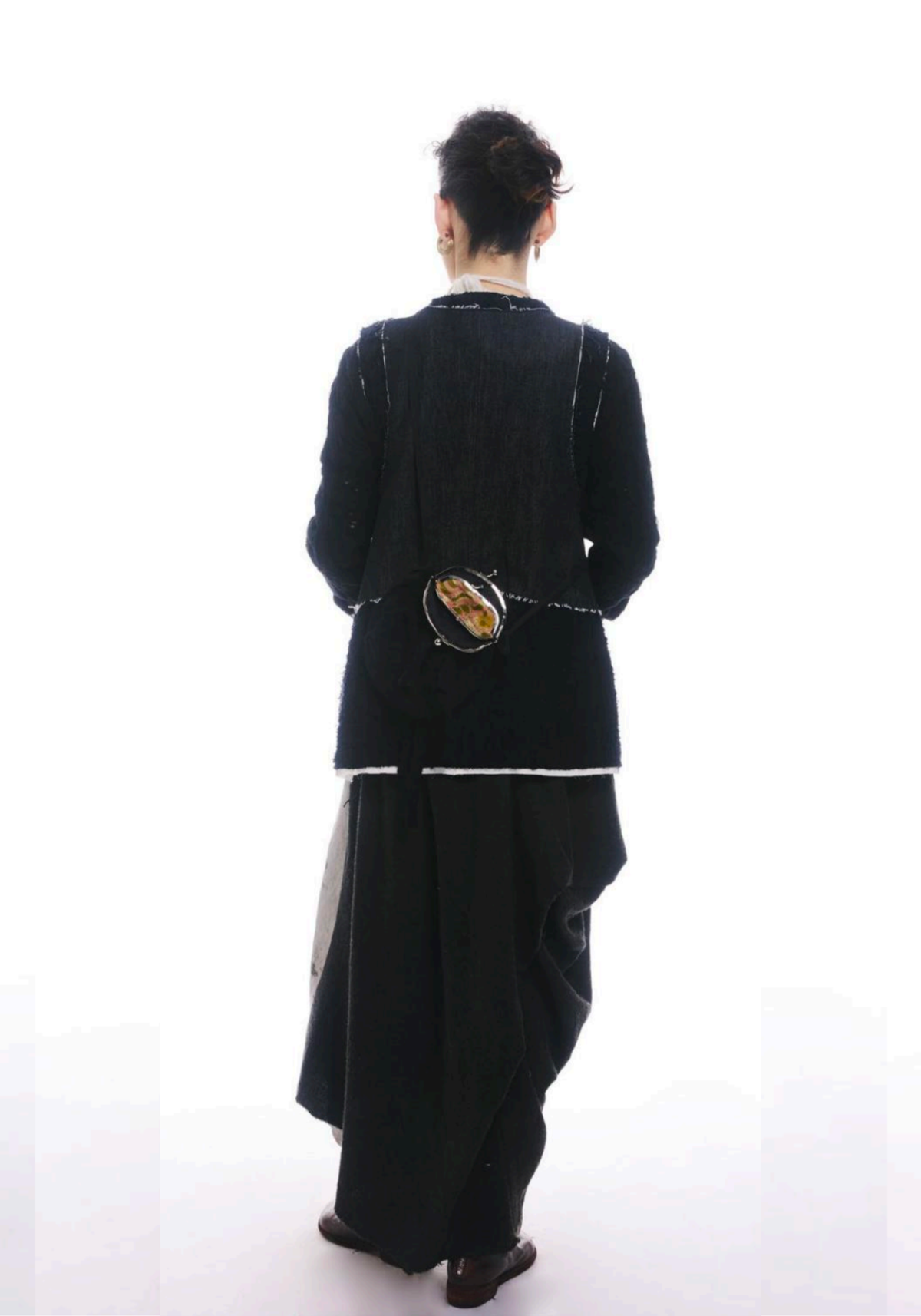 Jamproof Black & Grey Draped Skirt
