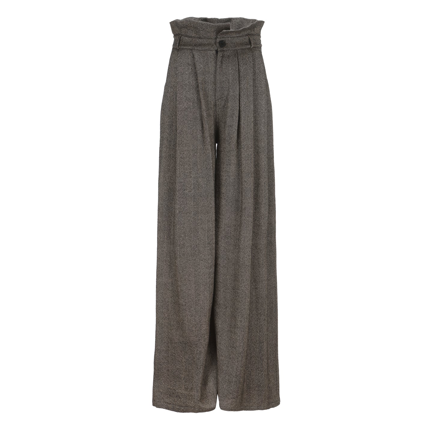 Ili Node Wool High Waist Wide Leg Trousers