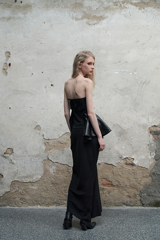 Ili Node Patchwork Leather Tube Top