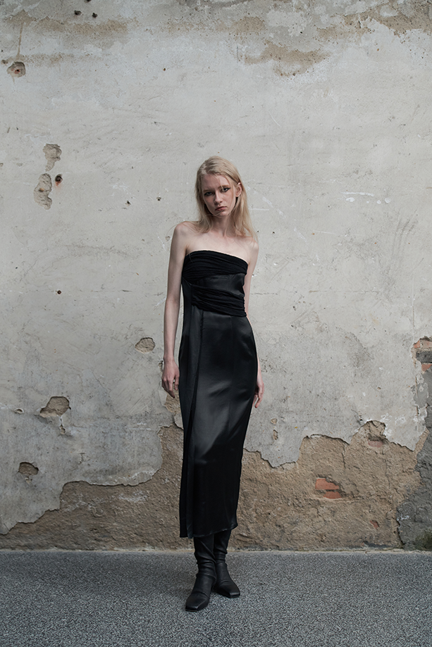 Ili Node Acetate Patchwork Tube Dress