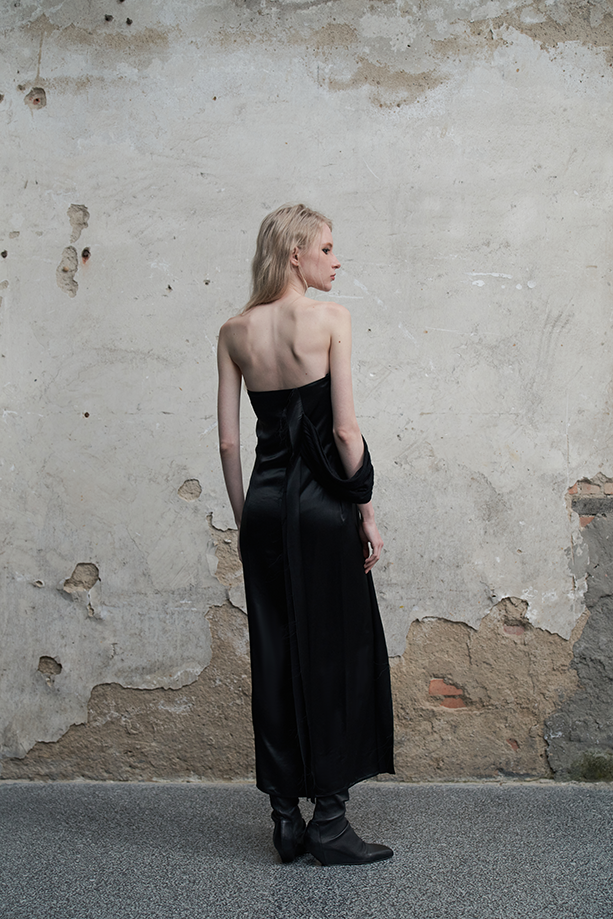Ili Node Acetate Patchwork Tube Dress