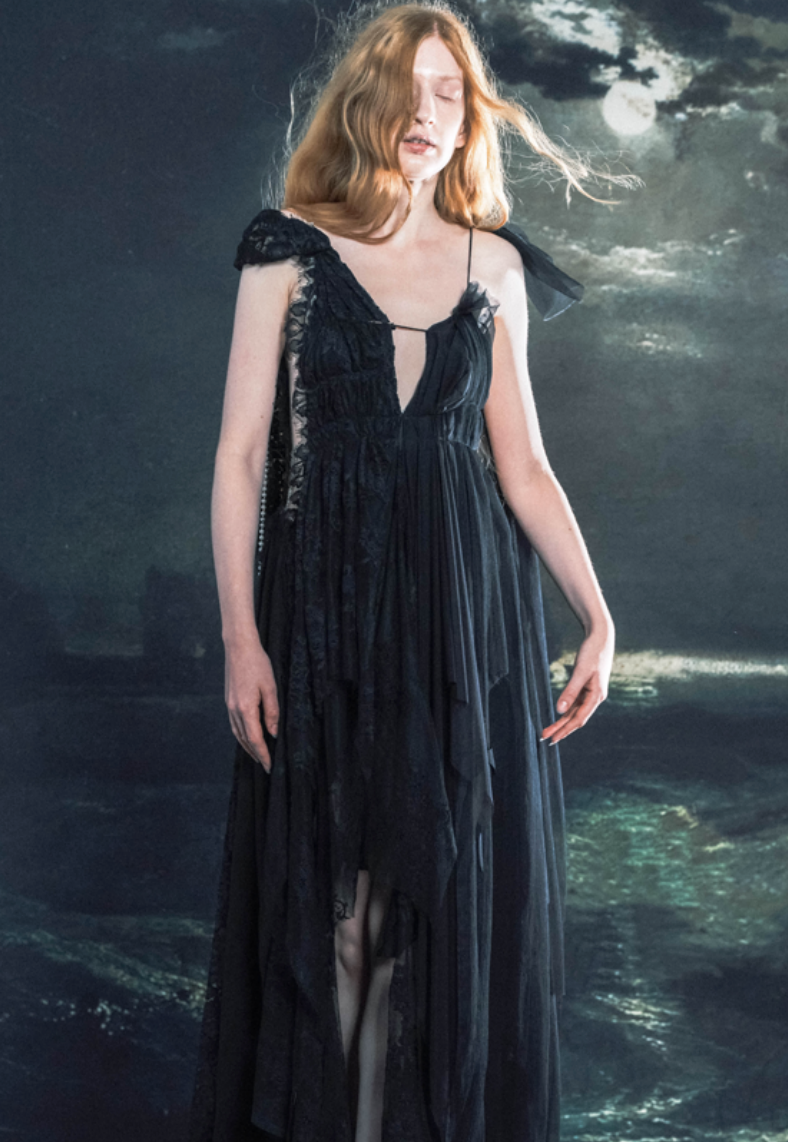 XQS Black Long Lace Dress