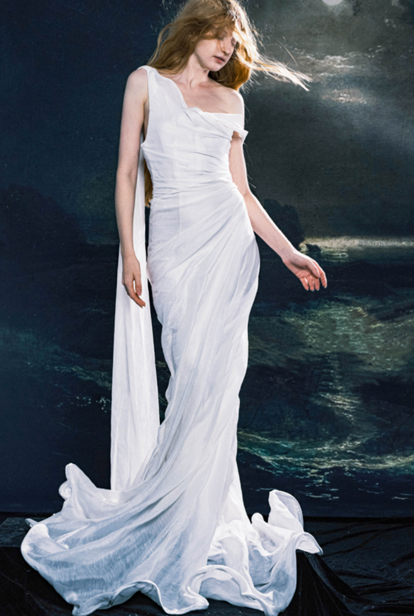 XQS White Wave Wedding Dress