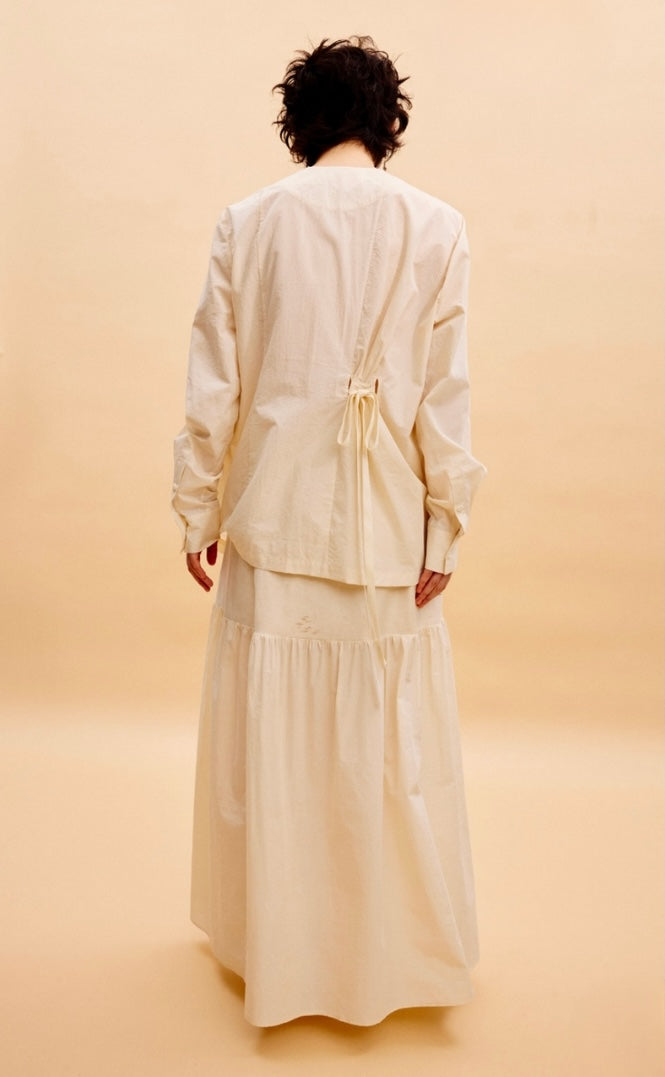 Jamproof Gather Detailed Square Collar Shirt